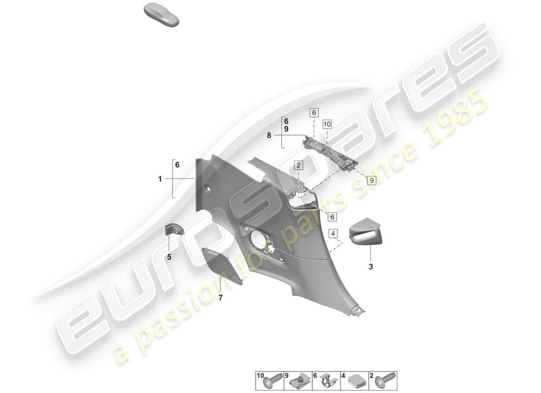 porsche 2019 quarter trim panel part diagram