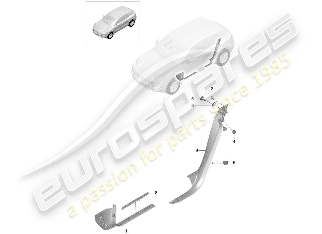 porsche macan (2018) lining part diagram