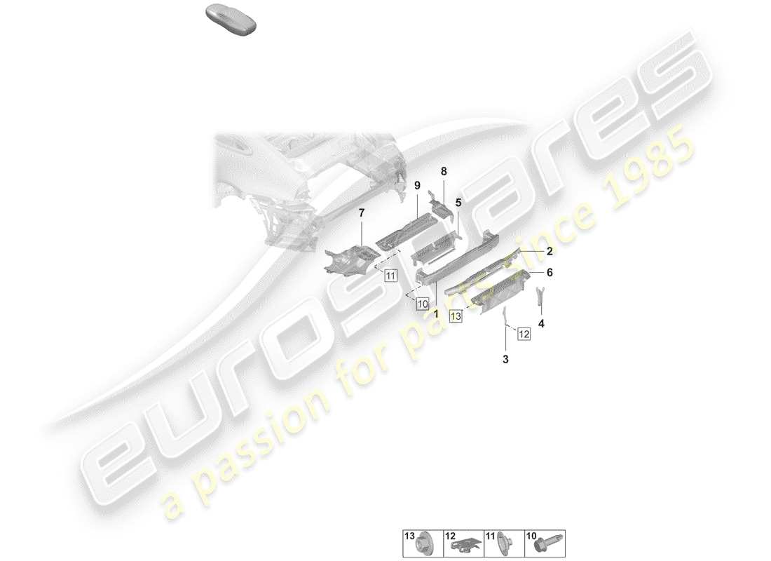 porsche 2020 bumper bracket part diagram