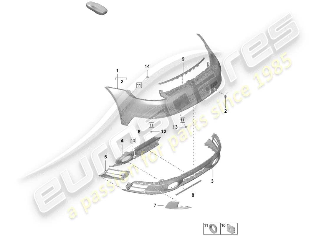 porsche 2019 bumper part diagram