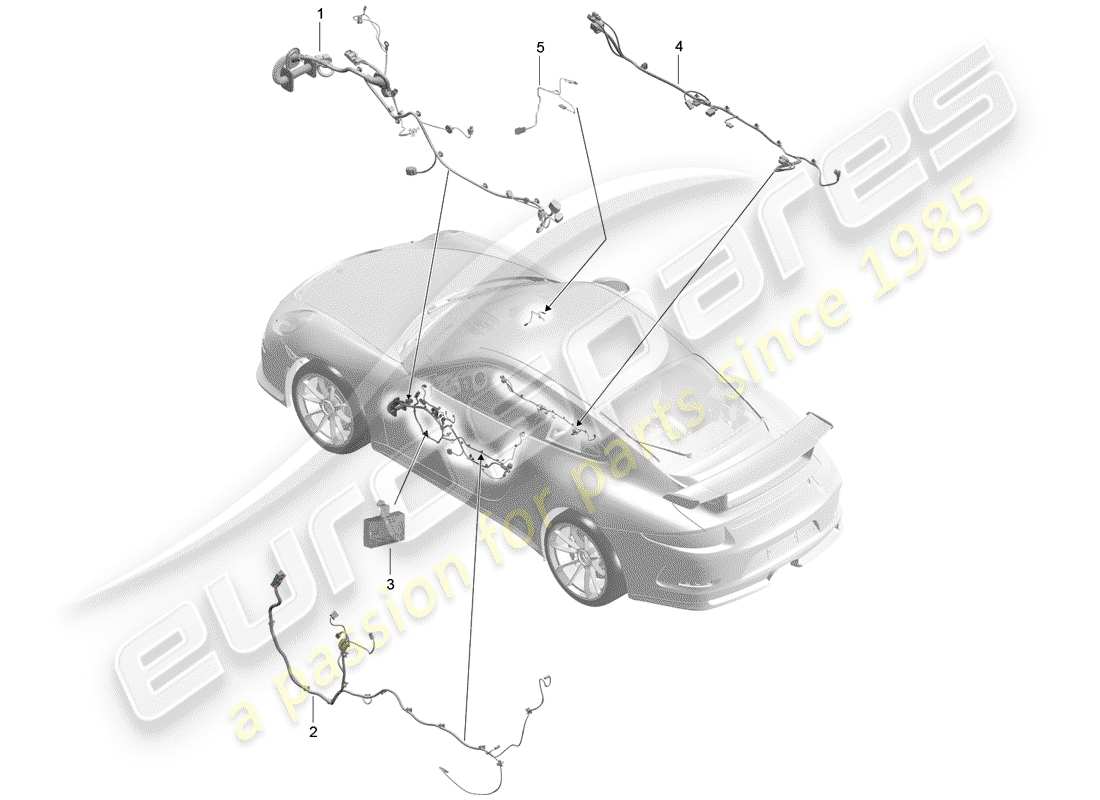 porsche 991r/gt3/rs (2020) wiring harnesses part diagram