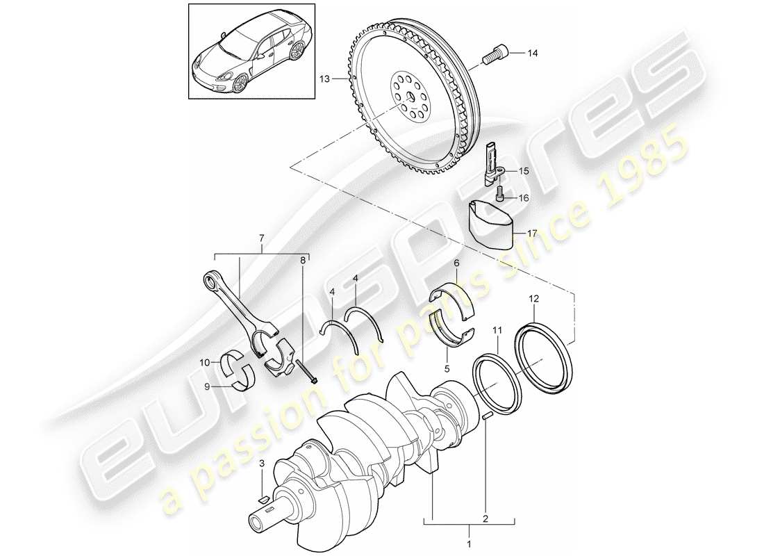 porsche panamera 970 (2010) crankshaft part diagram