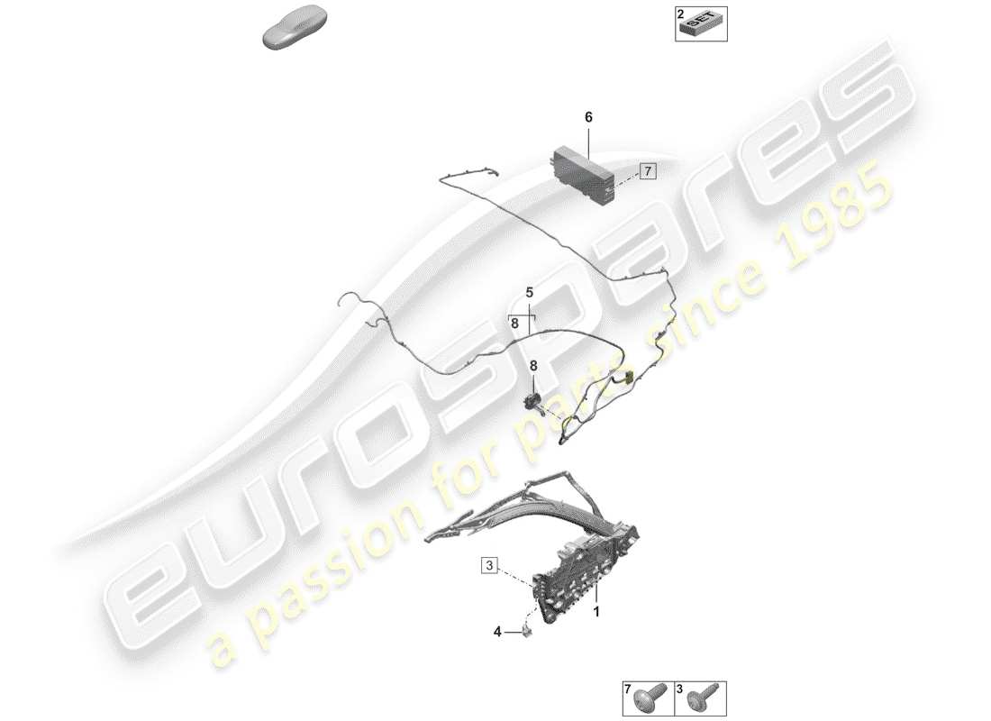 porsche 2019 top frame part diagram