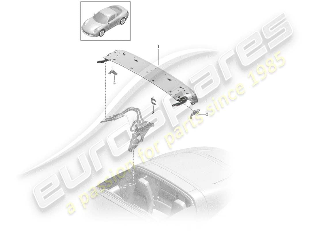 porsche 991 (2015) top frame part diagram