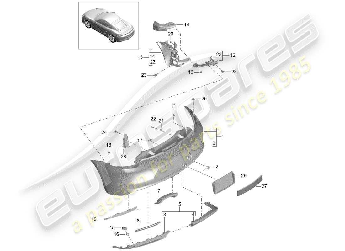 porsche cayman 981 (2015) bumper part diagram