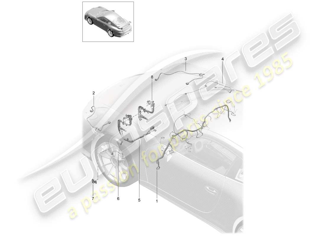 porsche 991r/gt3/rs (2019) harness part diagram