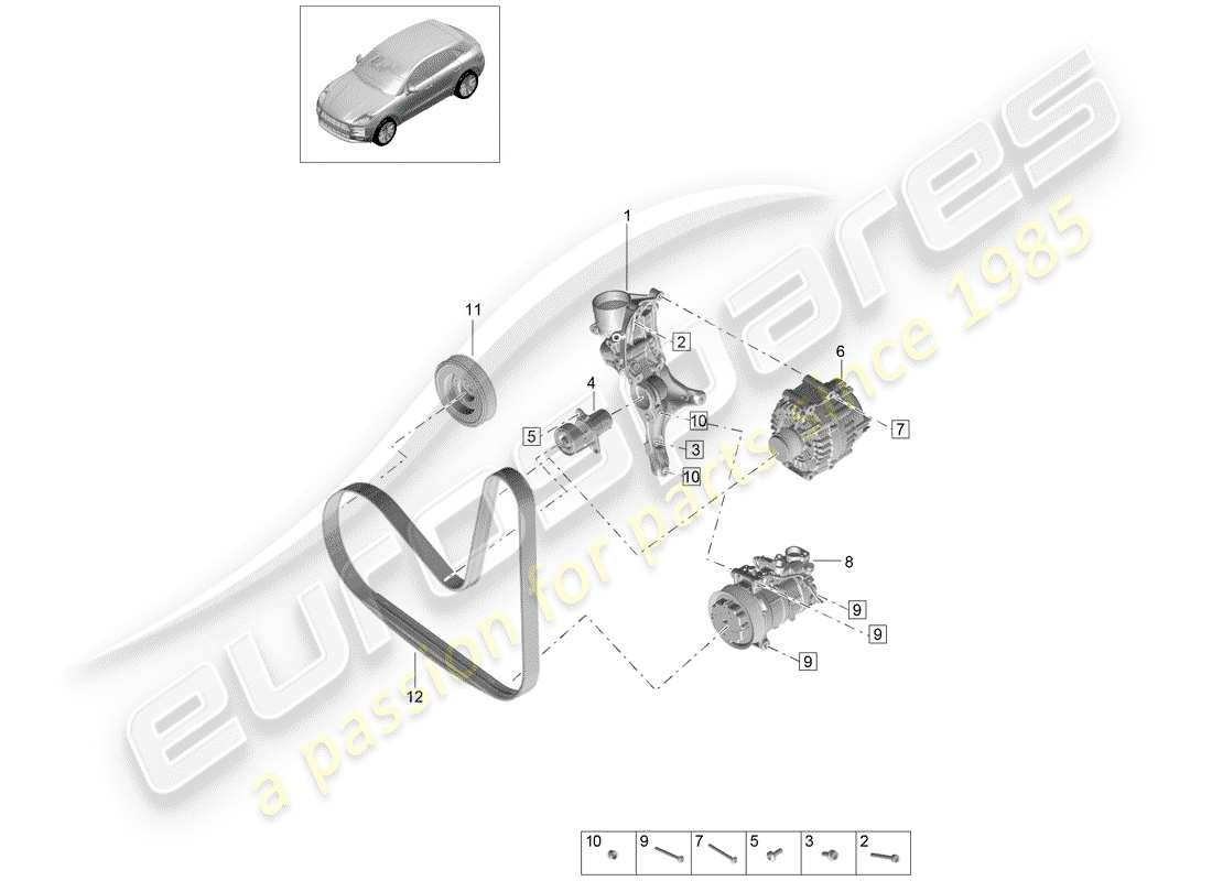 porsche macan (2019) v-ribbed belt part diagram