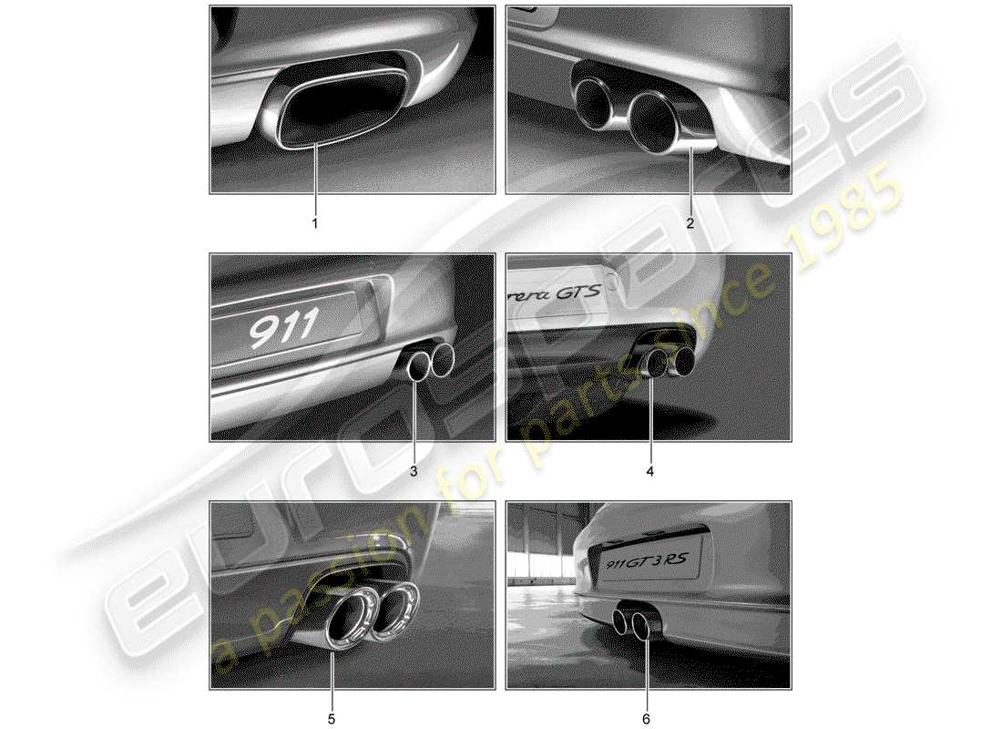 porsche tequipment catalogue (2012) sports tailpipe part diagram