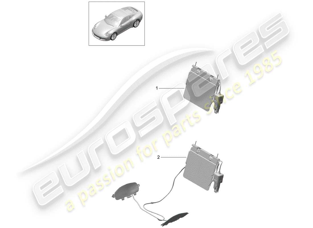 porsche 991 gen. 2 (2017) lumbar support part diagram