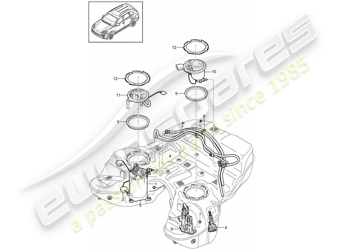 porsche cayenne e2 (2017) fuel tank part diagram