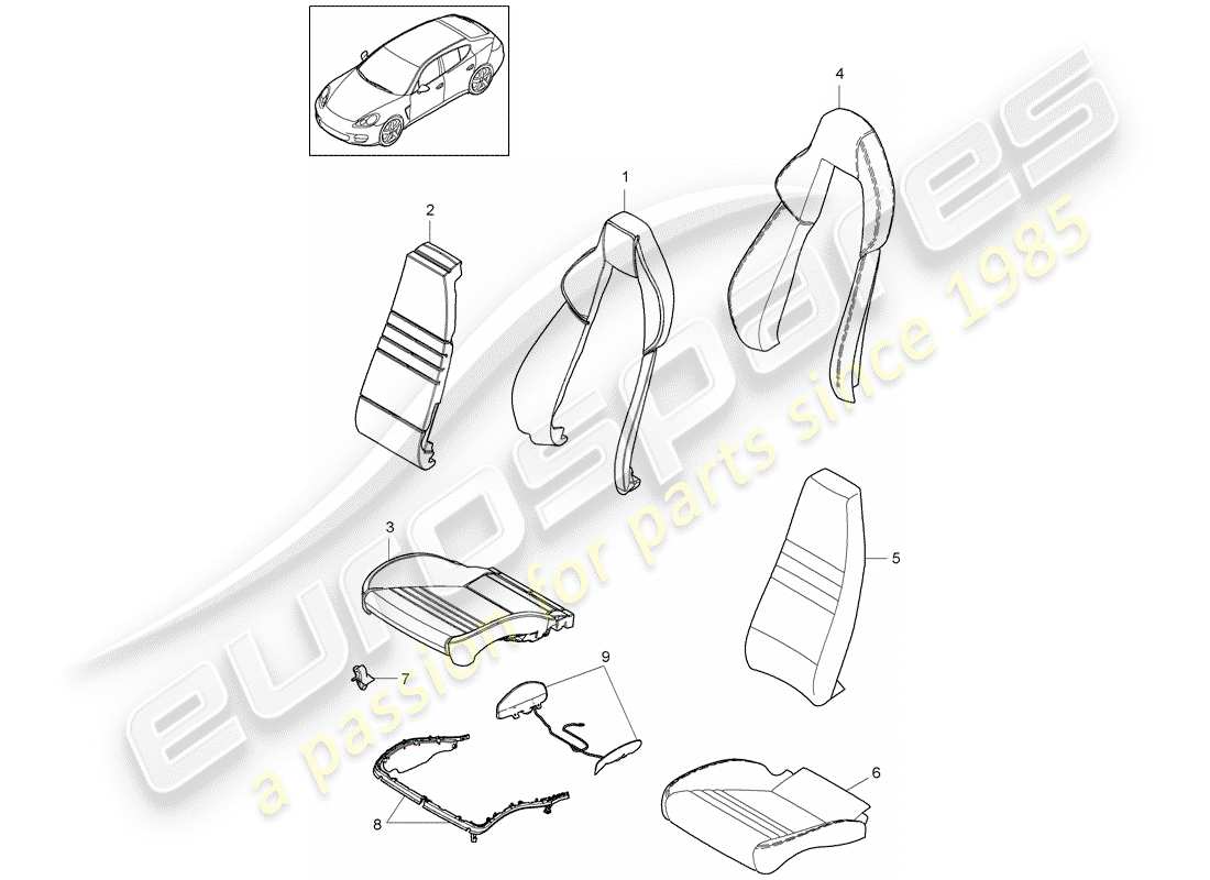 porsche panamera 970 (2013) foam part part diagram