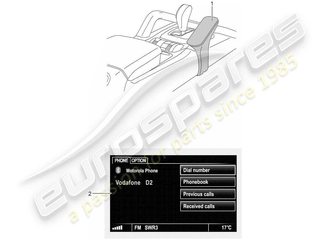 porsche tequipment cayenne (2003) mobile phone part diagram