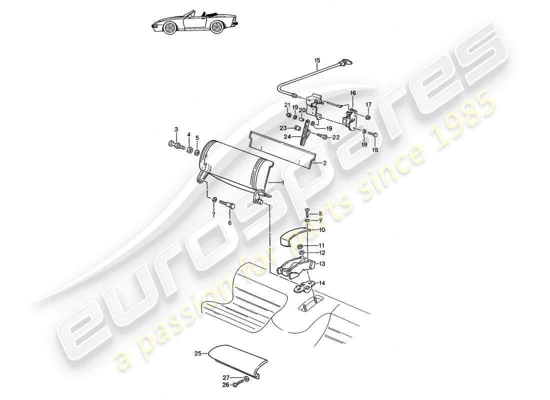 porsche seat 944/968/911/928 (1985) emergency seat - single parts - - d - mj 1989>> - mj 1991 part diagram