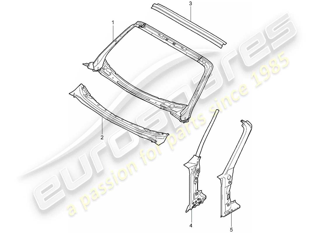 porsche boxster 987 (2008) cowl part diagram