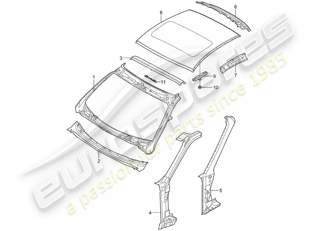 porsche 997 t/gt2 (2009) cowl part diagram