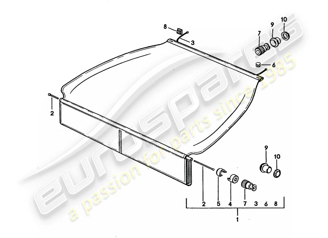 porsche 928 (1992) luggage compartment cover part diagram