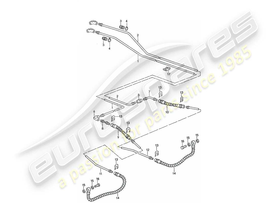 porsche 959 (1987) brake lines part diagram