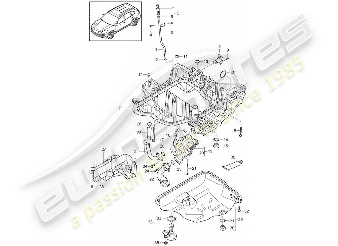 porsche cayenne e2 (2016) oil-conducting housing part diagram