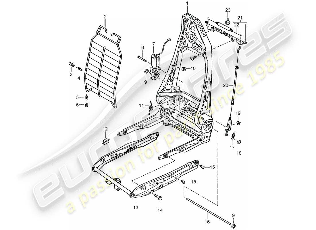 porsche 996 gt3 (2005) frame - backrest - frame for seat - sports seat part diagram