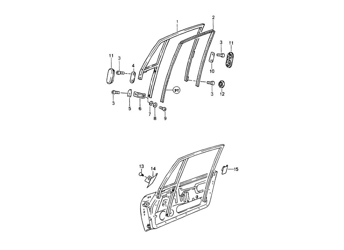 porsche 964 (1994) window frame part diagram