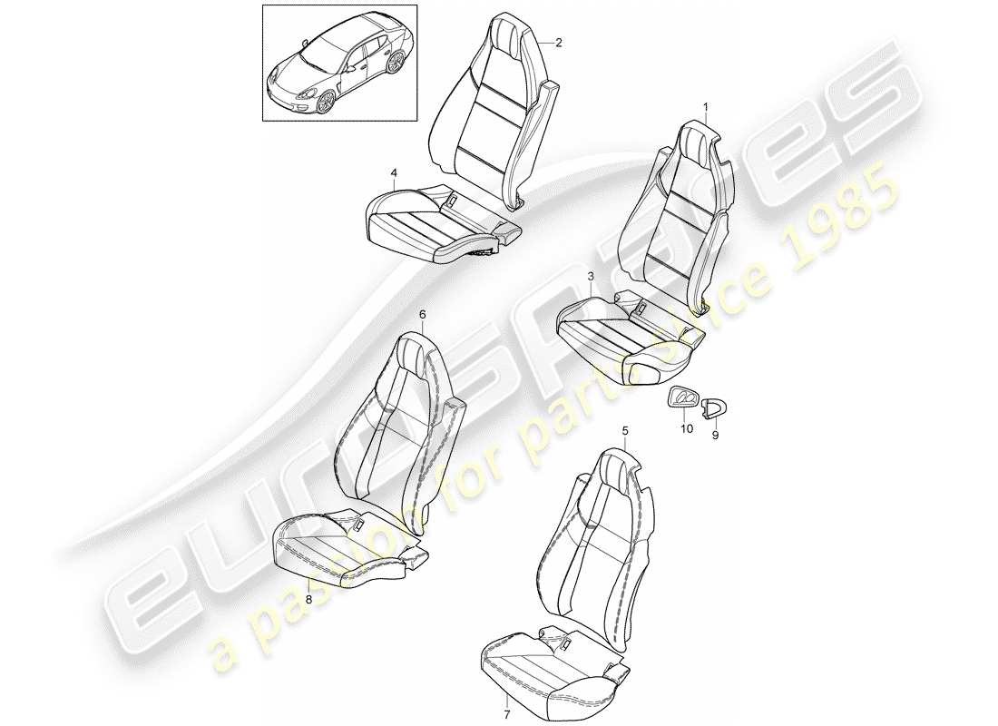 porsche panamera 970 (2015) foam part part diagram