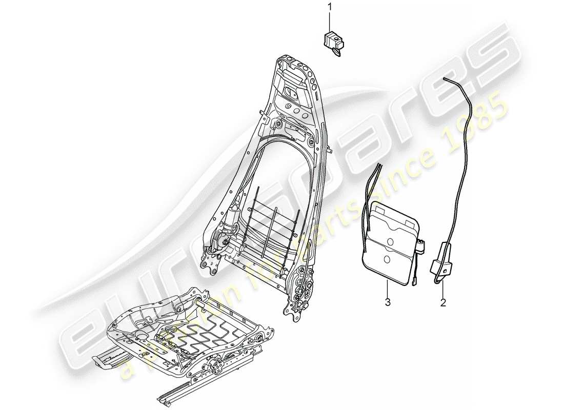 porsche 997 t/gt2 (2008) lumbar support part diagram