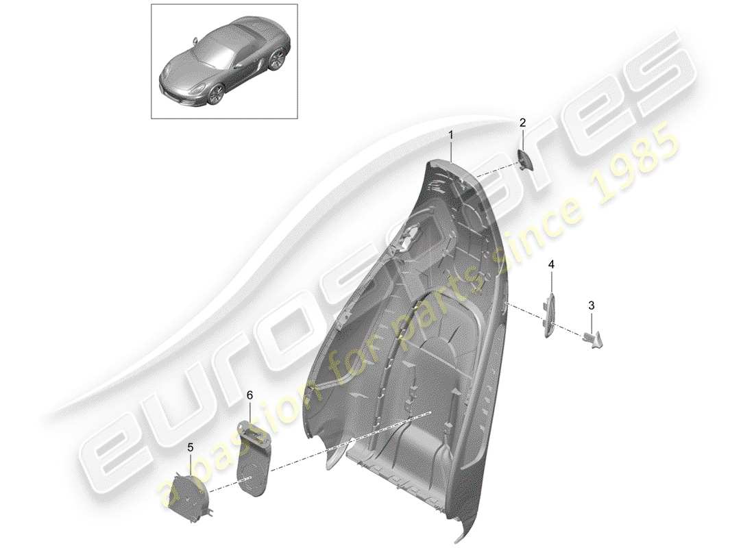 porsche boxster 981 (2013) backrest shell part diagram