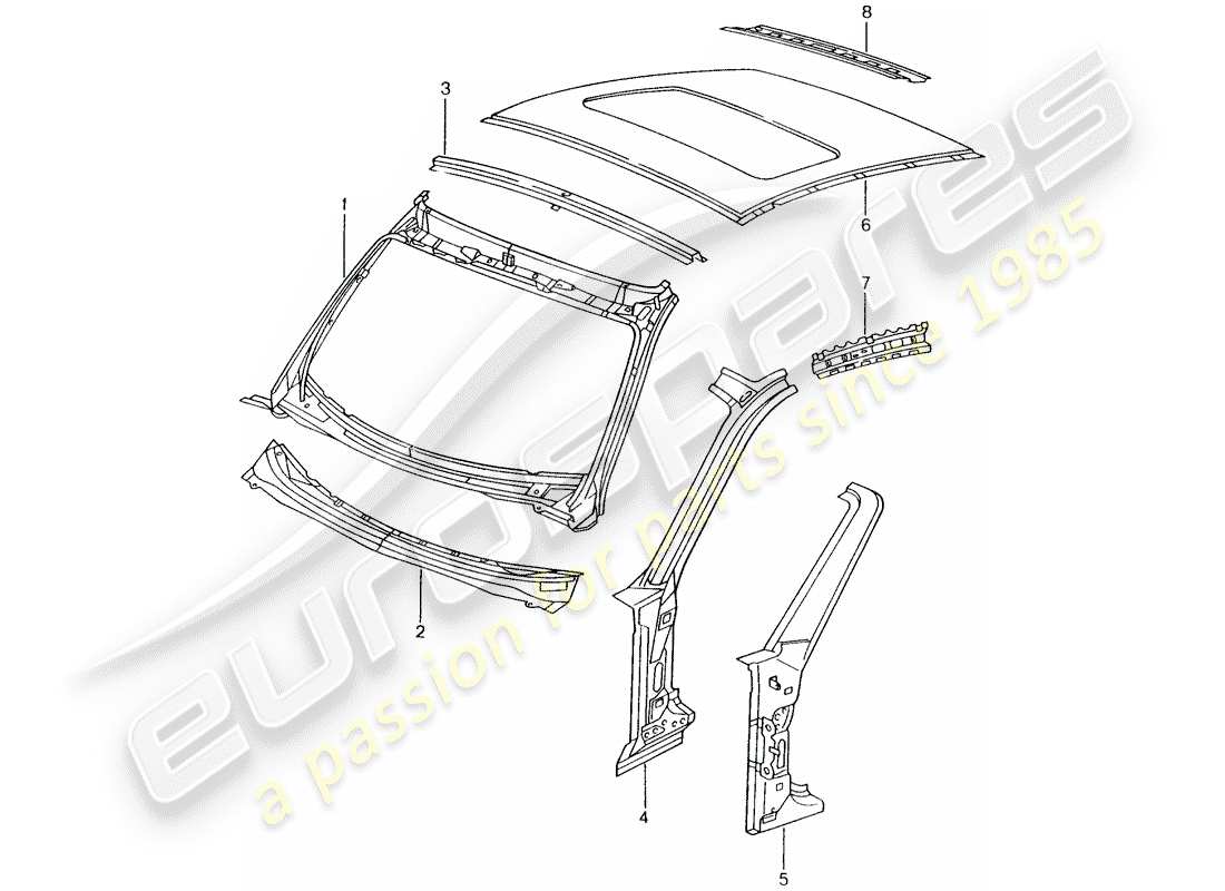 porsche 996 (2002) cowl part diagram