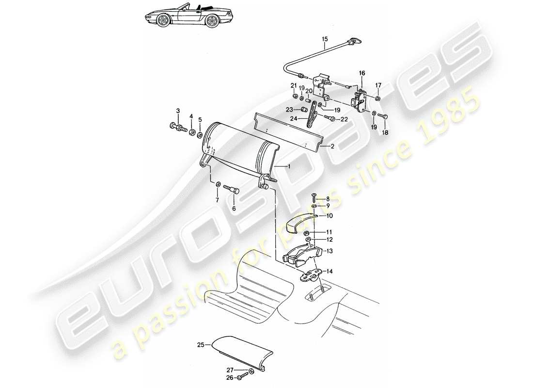 porsche seat 944/968/911/928 (1988) emergency seat - single parts - d - mj 1992>> - mj 1993 part diagram