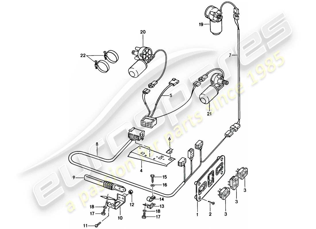 porsche 928 (1983) front seat - electrical equipment - d >> - mj 1984 part diagram