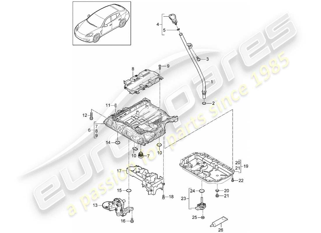 porsche panamera 970 (2010) oil-conducting housing part diagram