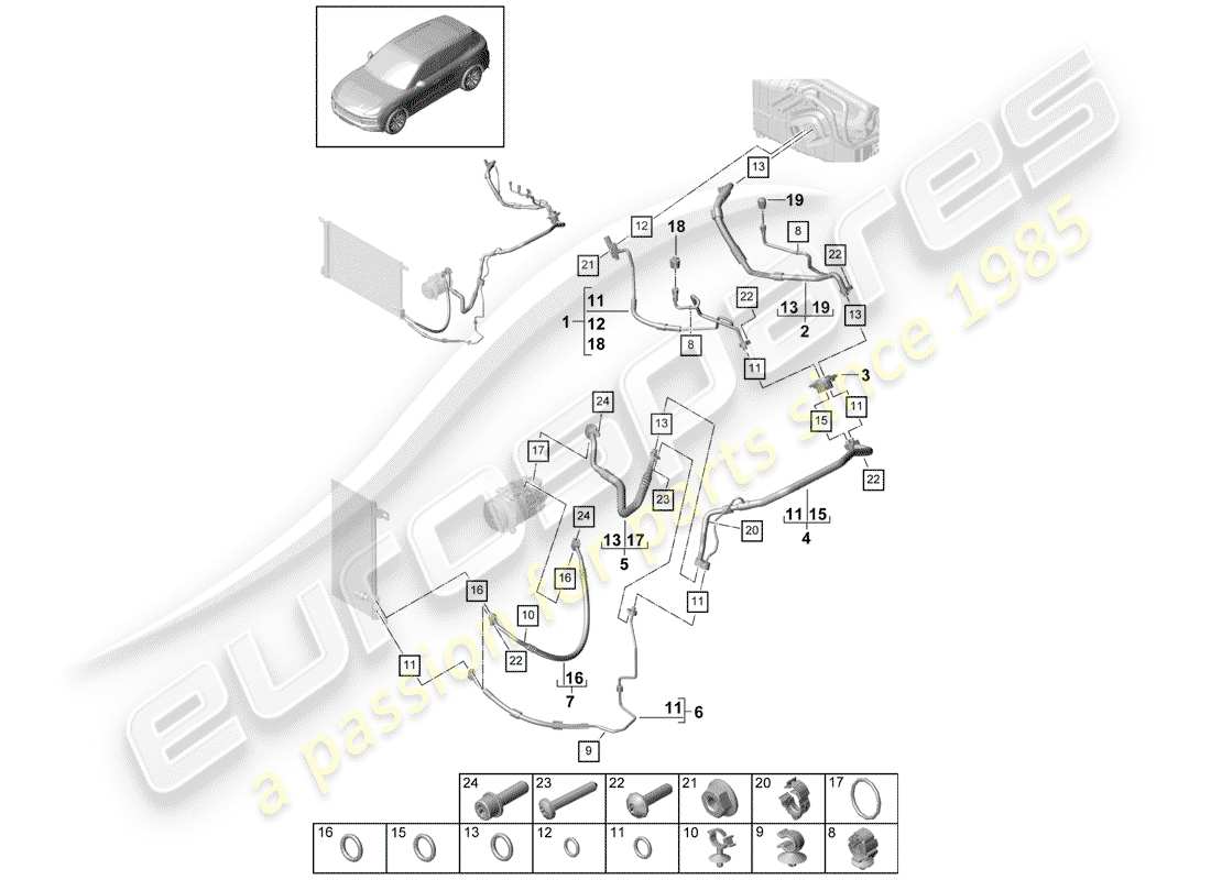 porsche cayenne e3 (2020) air conditioner part diagram