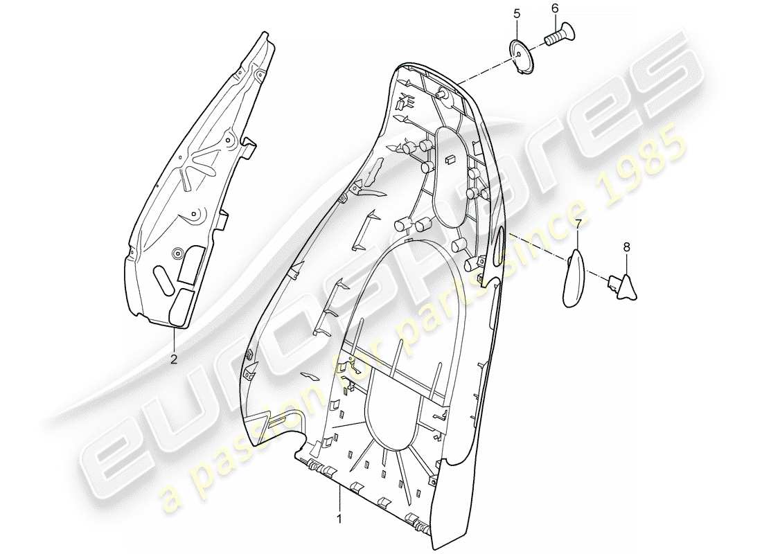 porsche cayman 987 (2006) backrest shell part diagram