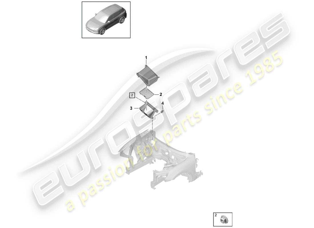 porsche cayenne e3 (2018) fresh air intake part diagram