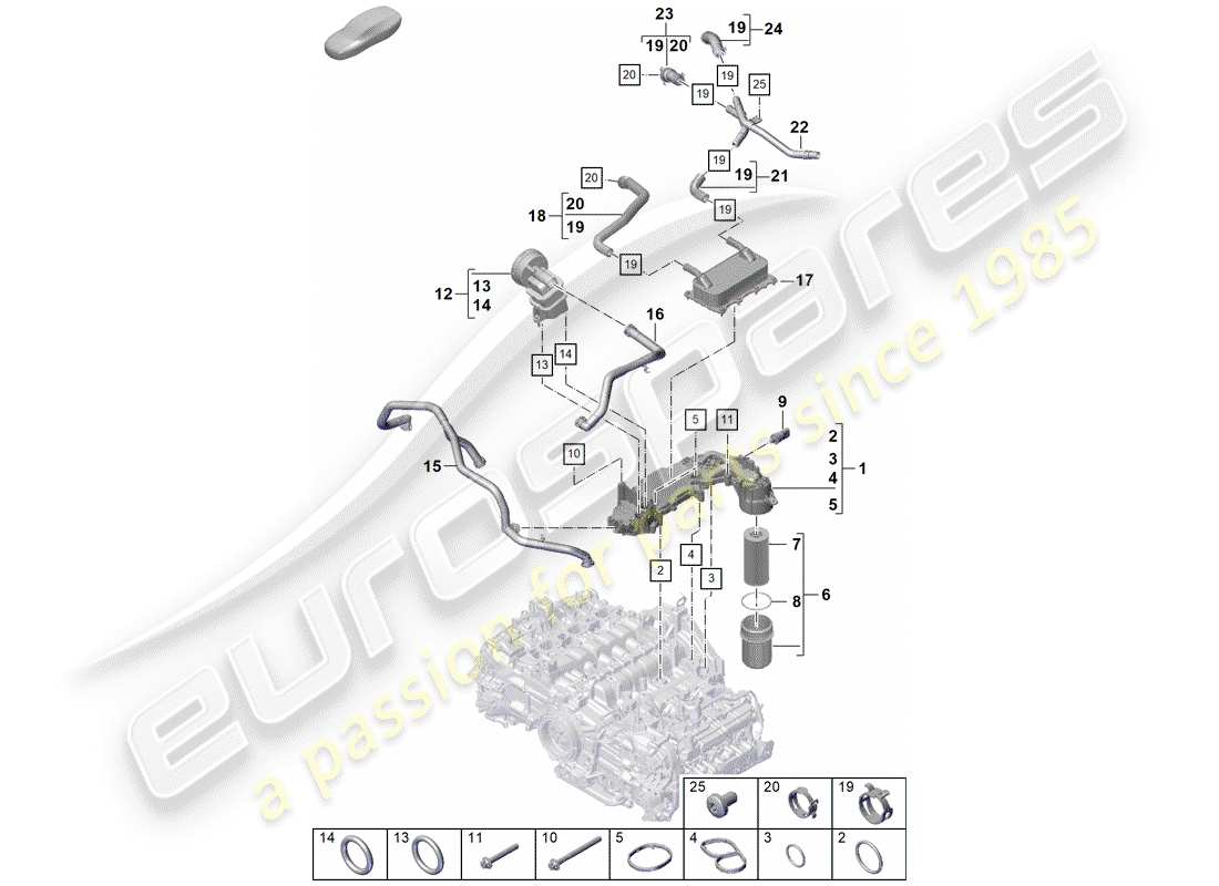 porsche boxster spyder (2020) engine (oil press./lubrica.) part diagram