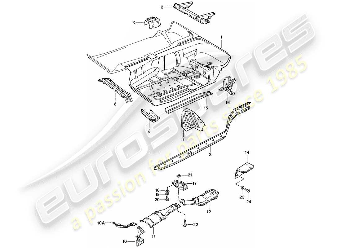 porsche 928 (1986) floor pan part diagram