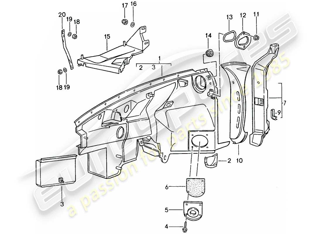 porsche 993 (1998) wheel housing part diagram