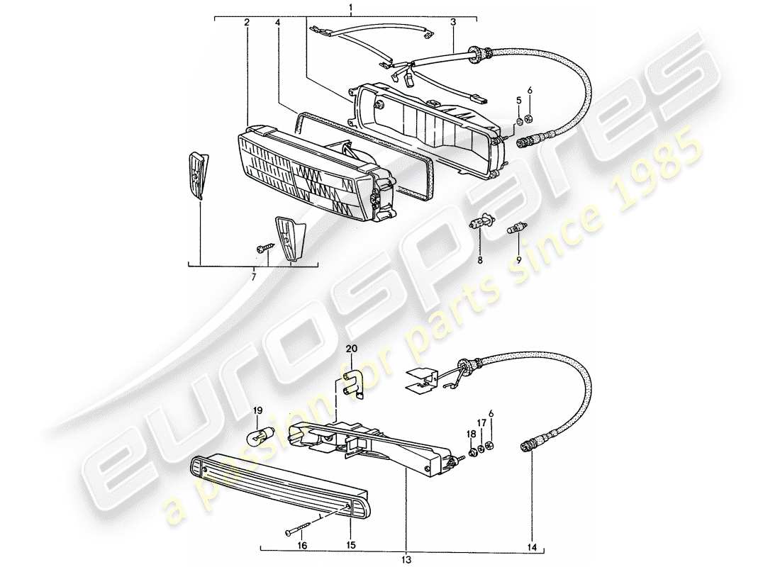 porsche 944 (1988) additional headlight - turn signal part diagram