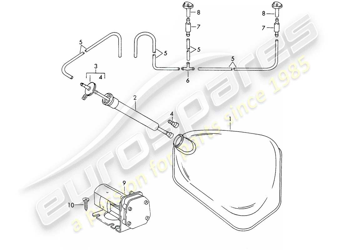 porsche 911/912 (1966) windshield washer unit part diagram