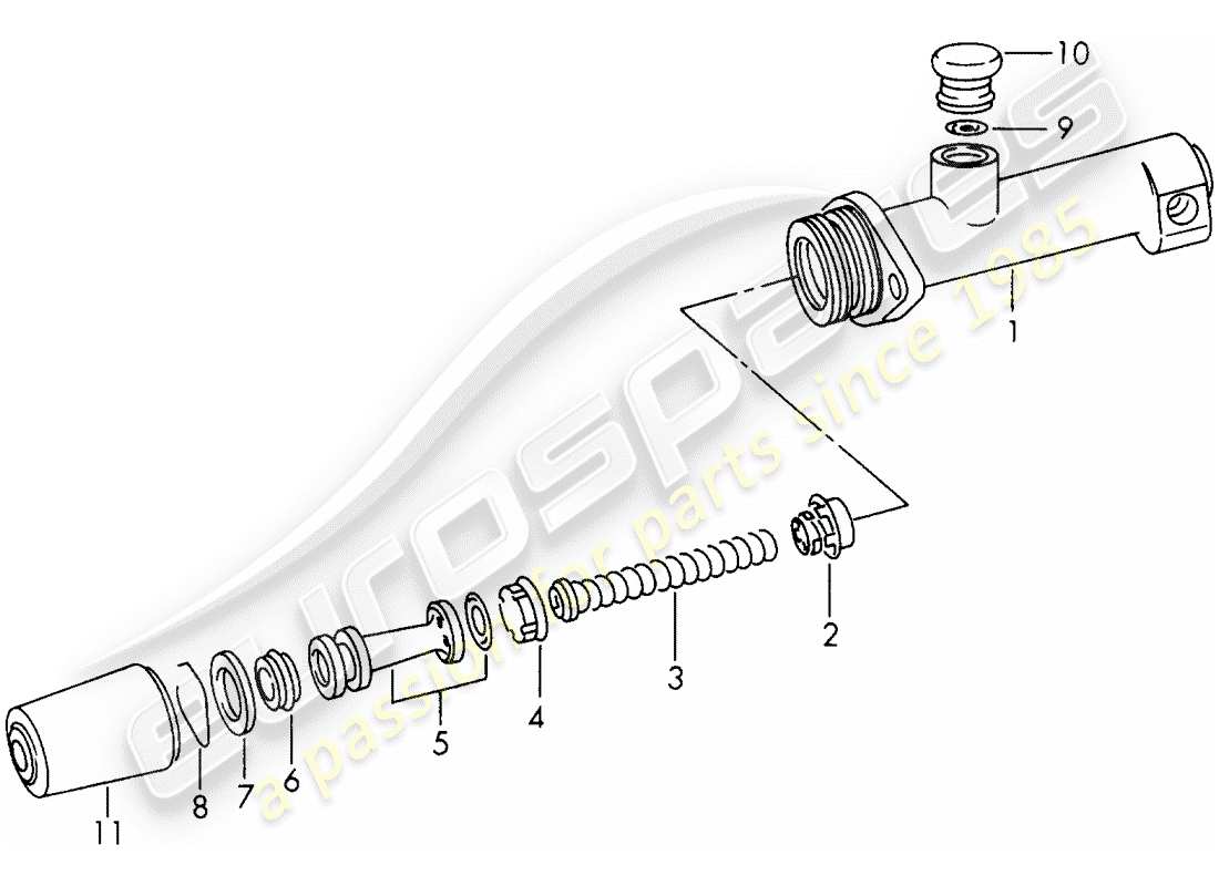 porsche 911/912 (1969) brake master cylinder - single parts - d >> - mj 1967 part diagram