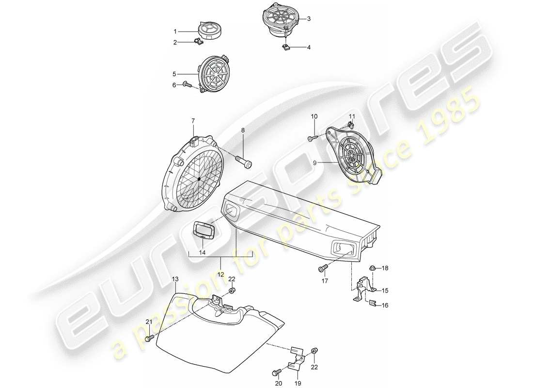 porsche 997 t/gt2 (2008) loudspeaker part diagram