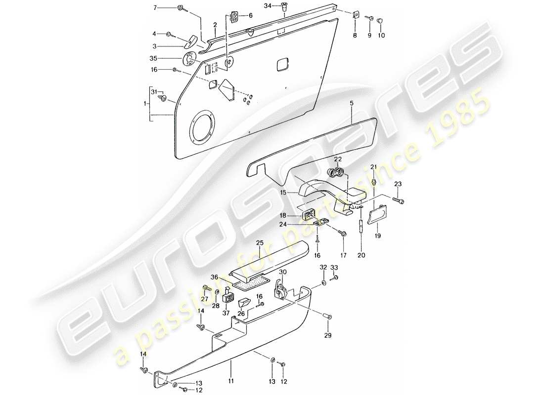 porsche 993 (1998) interior equipment - doors - - d - mj 1997>> part diagram