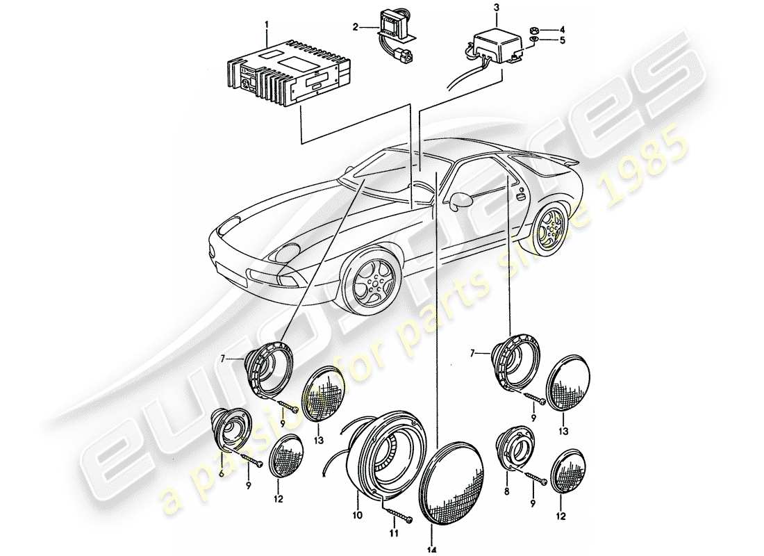 porsche 928 (1992) sound system - with: - amplifier part diagram