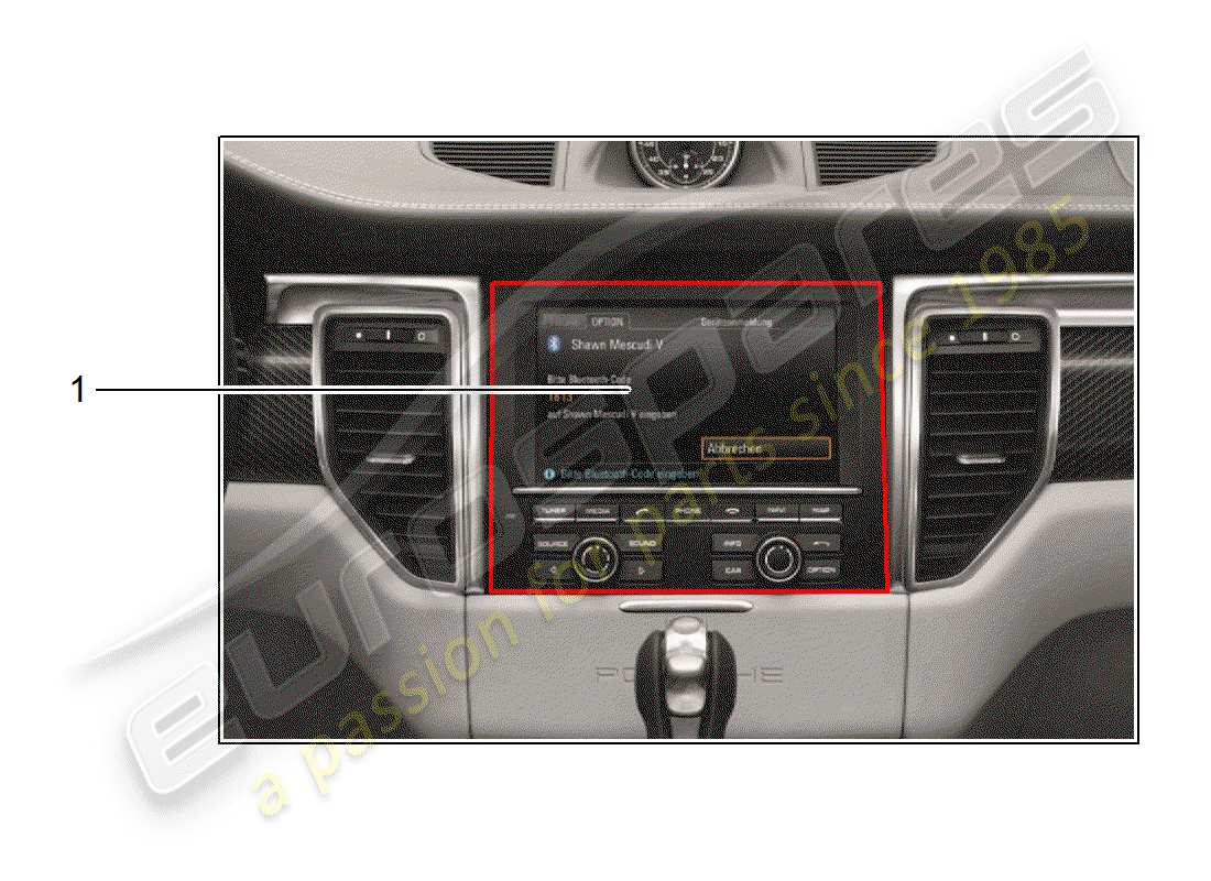 porsche tequipment macan (2018) mobile phone part diagram