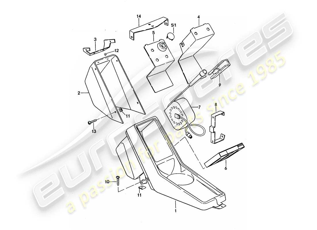 porsche 911 turbo (1977) center console part diagram