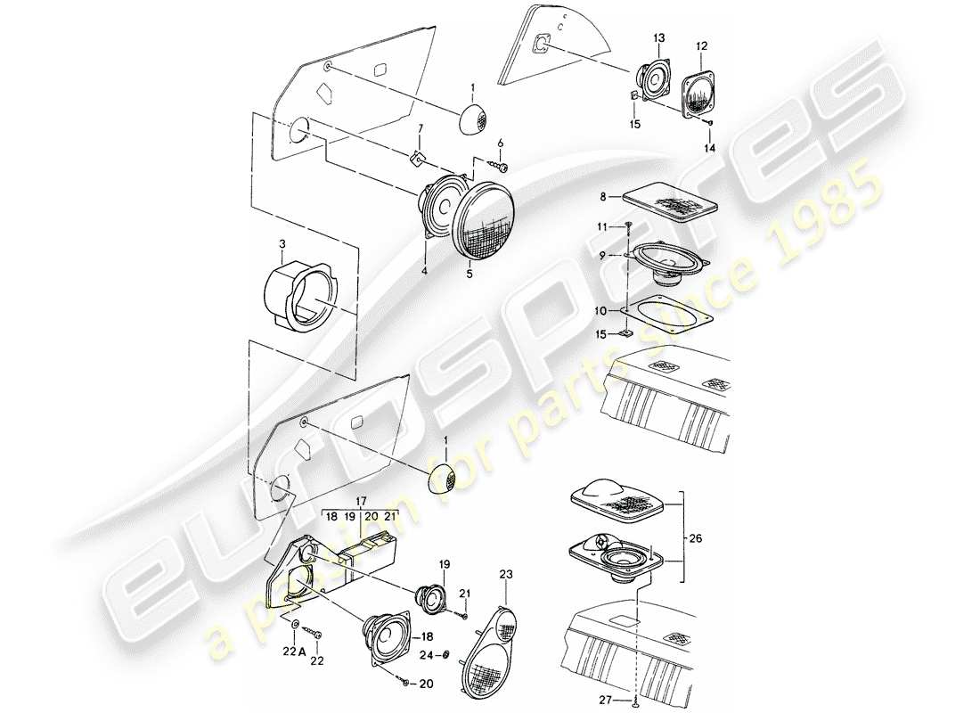 porsche 993 (1998) loudspeaker part diagram