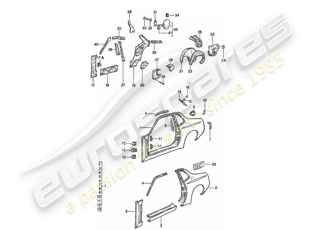 porsche 944 (1988) side panel part diagram