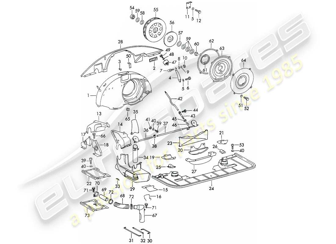 porsche 911/912 (1965) air cooling - air duct - and - engine cover - not for: - (s)(d) part diagram