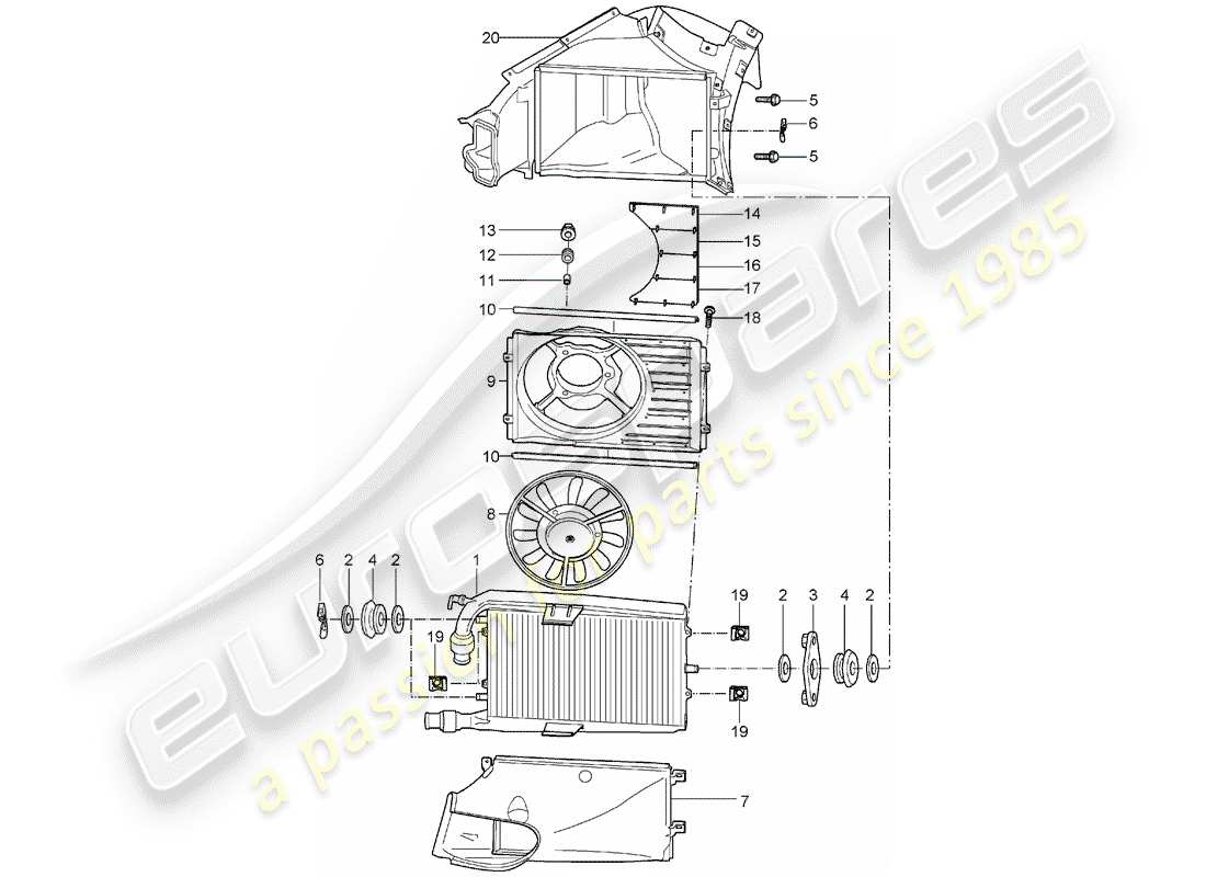 porsche carrera gt (2005) water cooling 2 part diagram