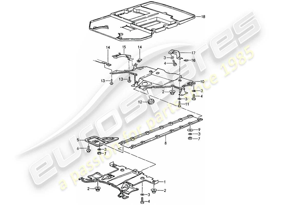 porsche 964 (1990) cover - underbody part diagram